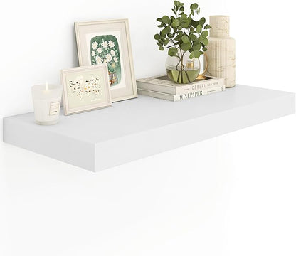 Heimlove 12" Deep White Floating Shelves,Over Toilet Long Wall Mounted Modern Farmhouse 36 inches,Wall Shelves with Invisible Brackets for Bedroom, Bathroom, Living Room, Kitchen, Set of 1