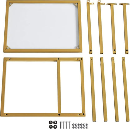 YMYNY C-Shaped End Table, Tempered Glass Sofa Side Table, TV Tray CouchTable That Slide Under for Small Space, Coffee Table for Hallway Office Bedroom Living Room, Metal Frame, Gold, UHGD001G