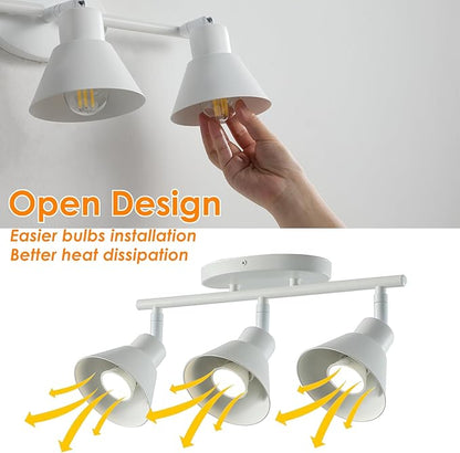 Modern 4-Light Track Lighting Fixture, Matte White Metal Ceiling Spotlight with Flexible Rotatable Heads, GU10 Base Directional Track Light for Kitchen, Hallway, Living Room & Gallery