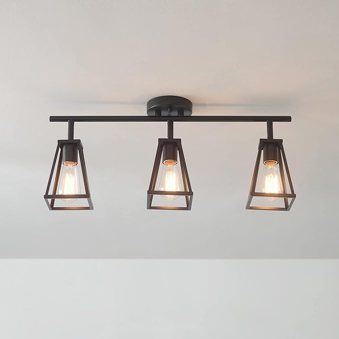 Globe Electric 64000005 25" 3-Light Track Lighting, Matte Black, Pivoting Track Heads, Lighting for Kitchen, Bathroom, Bedroom, or Dining Room, Living Room Ceiling Lights, Light Fixture