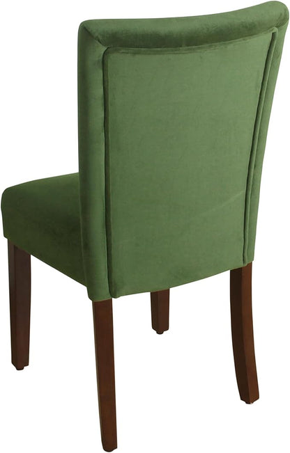 HomePop Parsons Classic Upholstered Accent Dining Chair, Set of 2, Dark Green Velvet