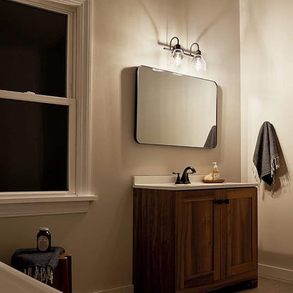 Kichler Avery 14.75" 2 Light Vanity Light with Clear Seeded Glass in Olde Bronze
