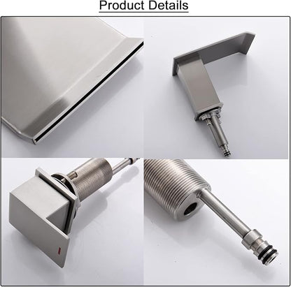 2 Handle Deck Mount Tub Faucet, Roman Bathtub Faucet Set Brushed Nickel High Flow Garden Bath Tub Faucet