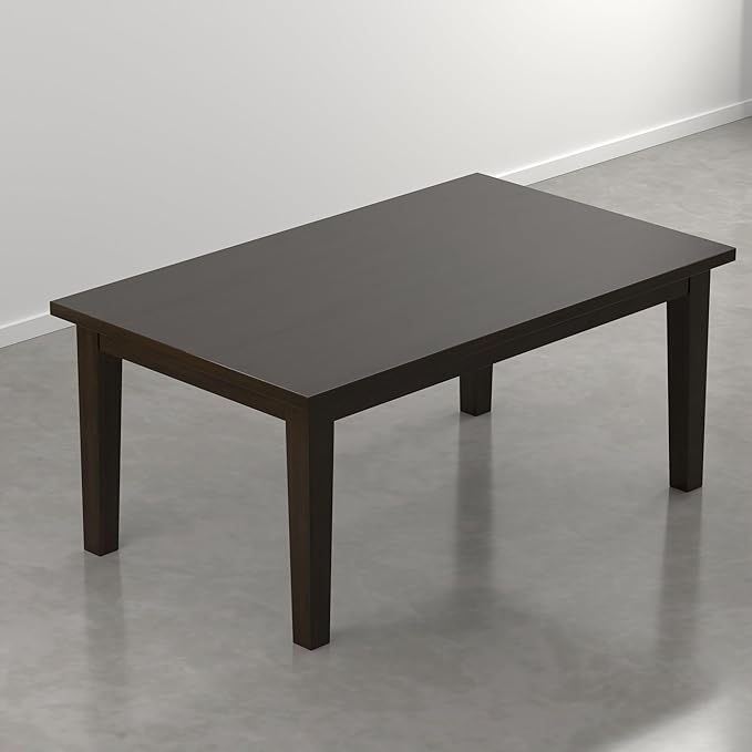 SIMPLIHOME Eastwood Dining Table - 66 inch Wide Solid Wood Rectangular Dinner Table in Deep Brown, Contemporary Dining Room Table with Thick Top and Tapered Legs, Seats 6