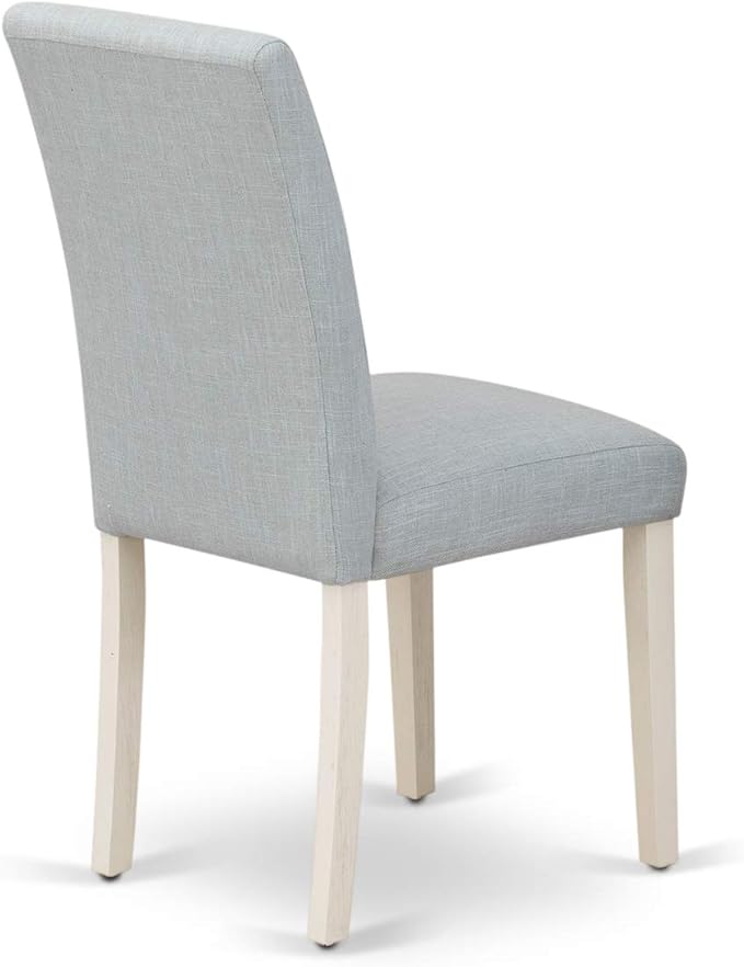 East West Furniture ABP0T15 Abbott Parson Dining Chairs - Baby Blue Linen Fabric Upholstered Chairs, Set of 2, Linen White