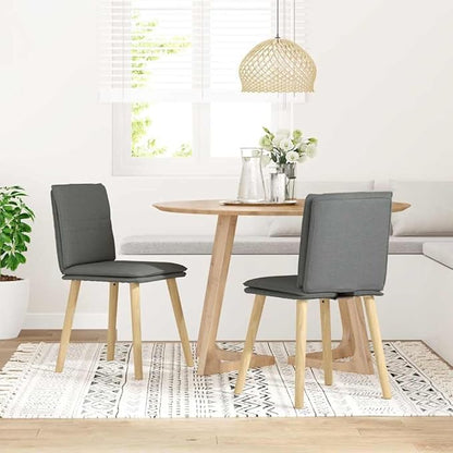 2-Piece Dark Gray Fabric Dining Chairs Set with Thick Foam Cushion, Solid Rubber Wood Frame for Kitchen Living Room Bedroom Modern Farmhouse Furniture