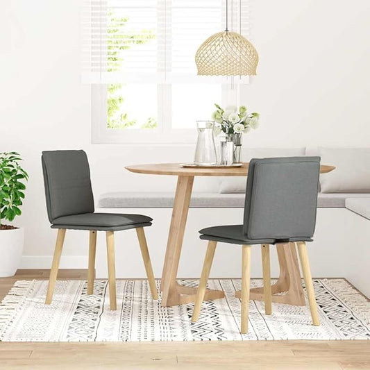 2-Piece Dark Gray Fabric Dining Chairs Set with Thick Foam Cushion, Solid Rubber Wood Frame for Kitchen Living Room Bedroom Modern Farmhouse Furniture