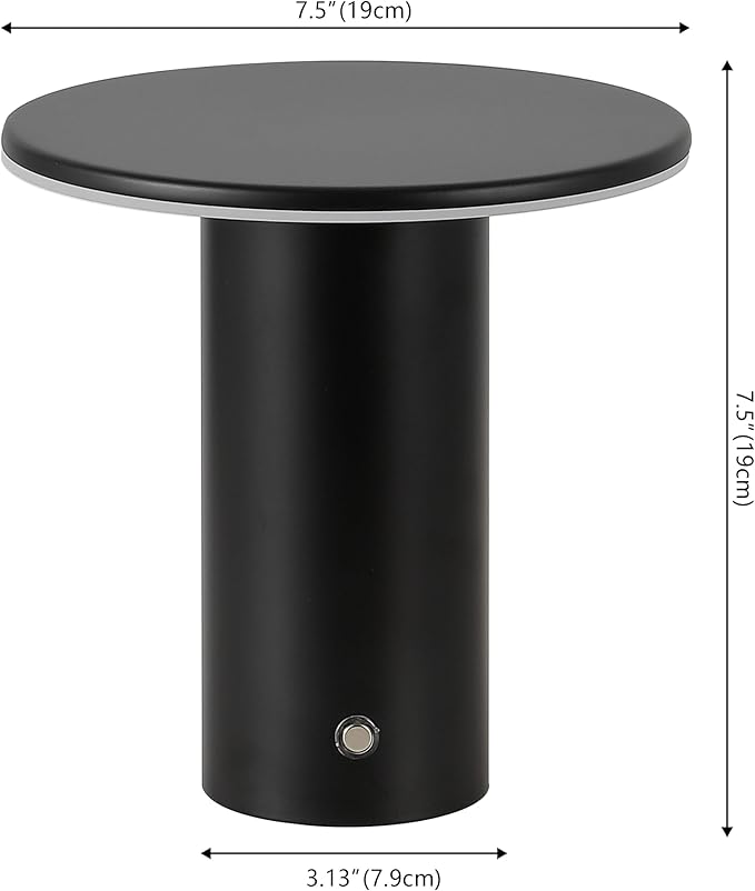 JONATHAN Y 7.5" Black Modern Rechargeable Cordless LED Table Lamp Set of 2, Dimmable Touch Sensor Nightstand Mini Lamp for Dining Living Room, Frosted Diffuser (JYL7158B-SET2)
