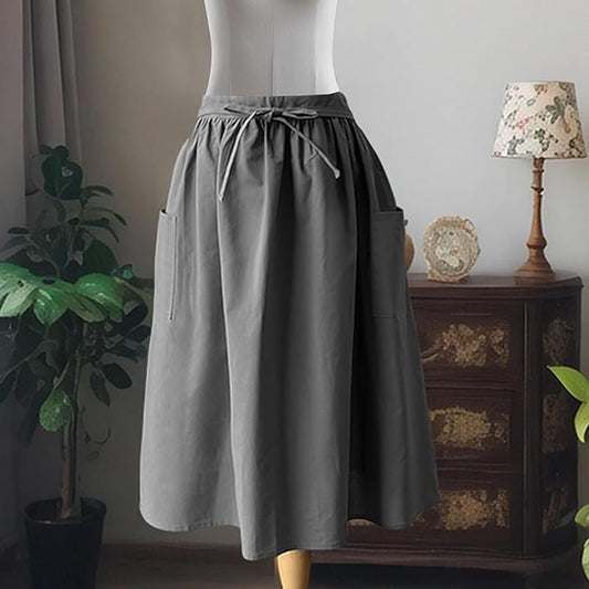 Cityelf Cotton Linen Half Apron for Women Vintage Waist Apron Ruffle Plain Bright Color for Cooking Painting Artwork