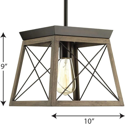 Briarwood Collection 1-Light Coastal Mini-Pendant Light Antique Bronze