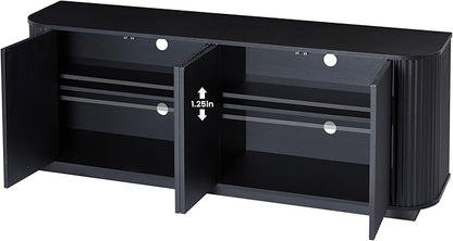 Ball & Cast 64" Buffet Cabinet with Storage Accent Sideboard Modern Credenza with Doors & Adjustable Shelves,Fluted Media Console TV Stand for Living Room,Black