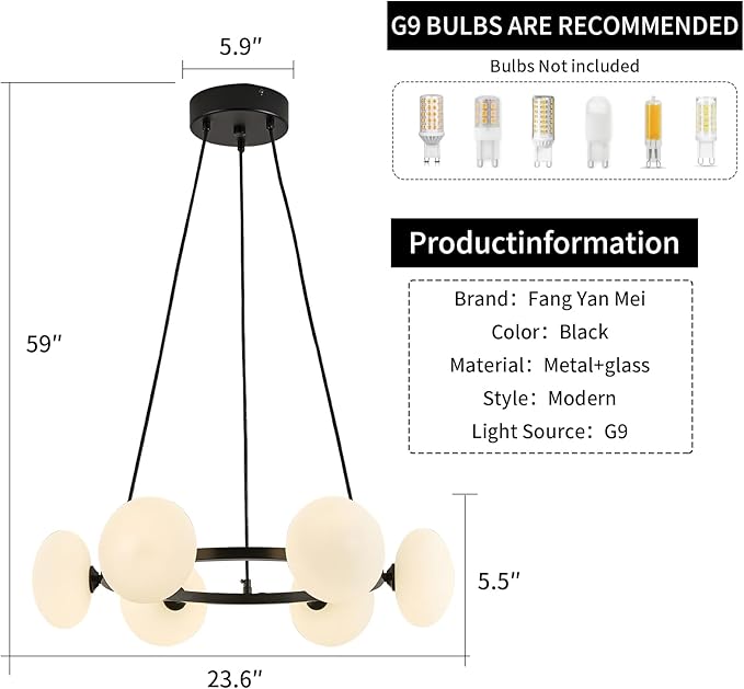 Black Wagon Wheel Chandelier, 6-Light Globe Chandelier, Mid Century Dining Room Light Fixture with Milk Glass Shades