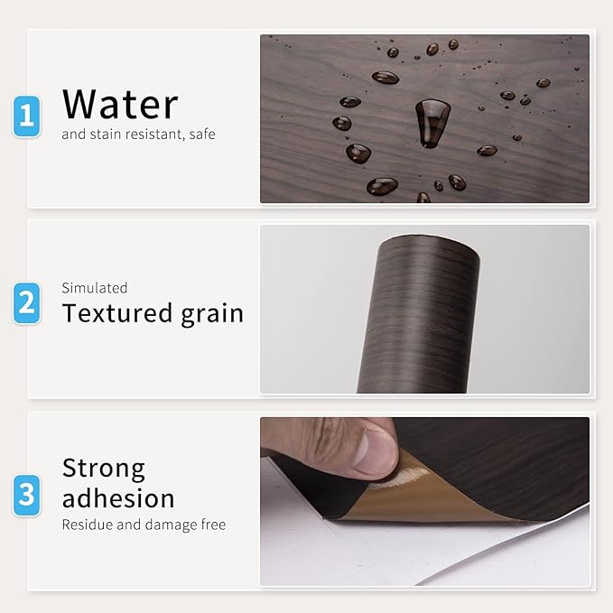 Art3d 17.3" x 200" (Pack of 1) Wall Panel Vinyl Wood, Black