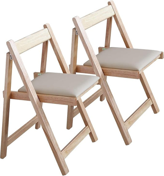 COMUHOME Folding Dining Chairs with Padded Seat Lightweight sillas para Fiestas,2 Pack Folding Chair for Dinner,Party Wedding,Picnic Event, 196LB Weight Capacity(Wood)