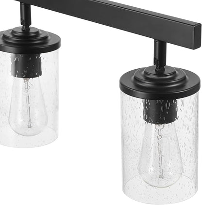 Globe Electric 64000117 24" 3-Light Track Lighting, Matte Black, Seeded Glass, Pivoting Track Heads, Lighting for Kitchen, Bathroom, Bedroom, or Dining Room, Living Room Ceiling Lights, Light Fixture