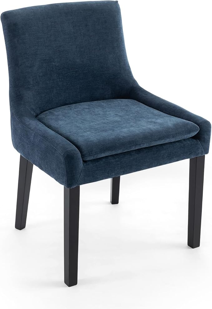 Dining Chairs Set of 4 – Extra Wide & Padded Fabric Dining Chairs with Solid Wood Legs, High-Density Foam Cushion, Mid-Back Modern Kitchen Chairs for Comfortable Everyday Use