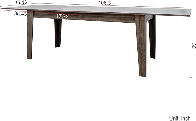 Extendable Dining Table for 6-10 Person, 106.3 in Wooden Dining Room Table, Modern Farmhouse Large Expandable Kitchens Table for Gatherings, Meeting, Dinner Office Dark Oak