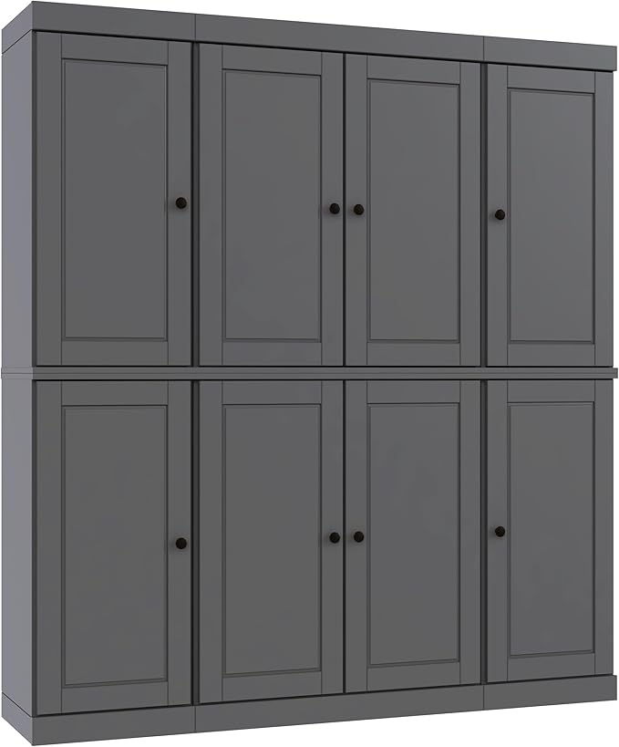 Palace Imports Solid Wood Pantry Cabinet - 71.5" Tall, 65" Wide Freestanding Cupboard Storage with 2-Drawer Kit & Adjustable Shelves – Gray, Renewable Eco-Friendly 100% Wood, Made in Brazil