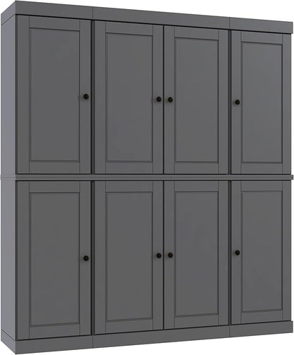 Palace Imports Solid Wood Pantry Cabinet - 71.5" Tall, 65" Wide Freestanding Cupboard Storage with 2-Drawer Kit & Adjustable Shelves – Gray, Renewable Eco-Friendly 100% Wood, Made in Brazil