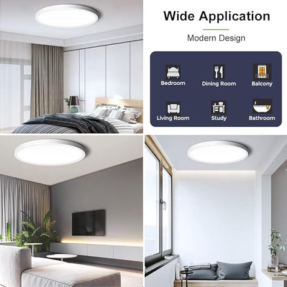 LightingWill 15.7 Inch LED Flush Mount Ceiling Light Fixture, 4000K Nurture White, 3800LM, 32W, Flat Modern Round Lighting Fixture, 320W Equivalent White Ceiling Lamp for Kitchens, Bedrooms.etc.
