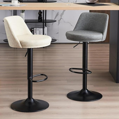 PU Leather Adjustable Stools - Swivel Armless Counter for Kitchen Island, Dining Room &,/Gray B-One Size