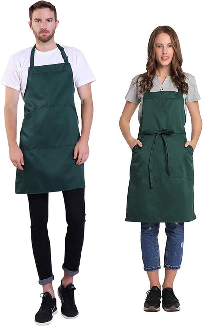 BIGHAS Adjustable Bib Apron with Long Ties for Women Men 18 Colors Chef Kitchen Cooking
