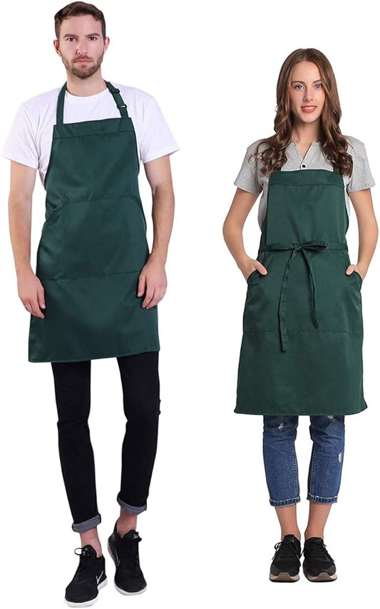 BIGHAS Adjustable Bib Apron with Long Ties for Women Men 18 Colors Chef Kitchen Cooking