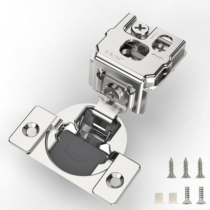 Furniware 60 Pieces 1-5/16 inch Overlay Soft Close Hinges for Kitchen Cabinet Hinges Satin Nickel Hidden Hinges Soft Closing Cabinet Hinges Stainless Steel Concealed Hinge self Closing 105 Degree