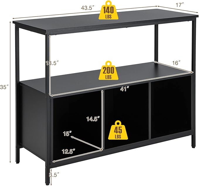 PETSITE Sideboard Buffet Table with Storage Cabinet & Shelves, Industrial Microwave Oven Stand, Coffee Bar Station, Stationary Kitchen Island Cart