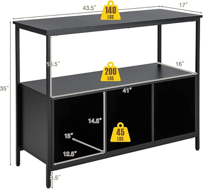 PETSITE Sideboard Buffet Table with Storage Cabinet & Shelves, Industrial Microwave Oven Stand, Coffee Bar Station, Stationary Kitchen Island Cart