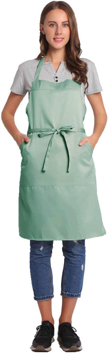 BIGHAS Adjustable Bib Apron with Long Ties for Women Men 18 Colors Chef Kitchen Cooking