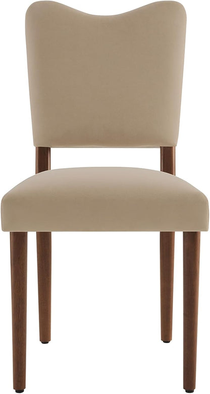 KISLOT Upholstered Dining Chairs Set of 6, Modern Velvet Kitchen Chairs with Solid Wood Legs, High Back Wooden Dining Room Chairs with Dark Walnut Color Legs for Farmhouse Kitchen Dining Room, Brown