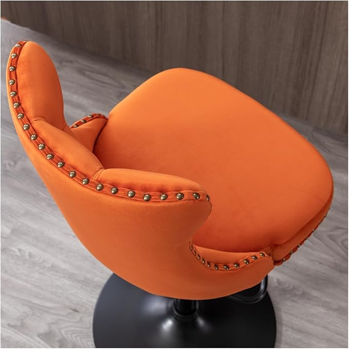 Swivel Velvet Barstools Adjusatble Seat Height from 25-33 Inch,17.7 inch Base, Modern Upholstered Bar Stools with Backs Comfortable Tufted for Home Pub and Kitchen Island,Orange,Set of 2