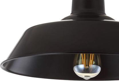 JONATHAN Y 14" Oil Rubbed Bronze Industrial LED Semi Flush Mount Ceiling Light for Porch, Kitchen, Entryway, Modern Farmhouse Iron Fixture, White Metal Shade, LED Bulb Included (JYL9516A)