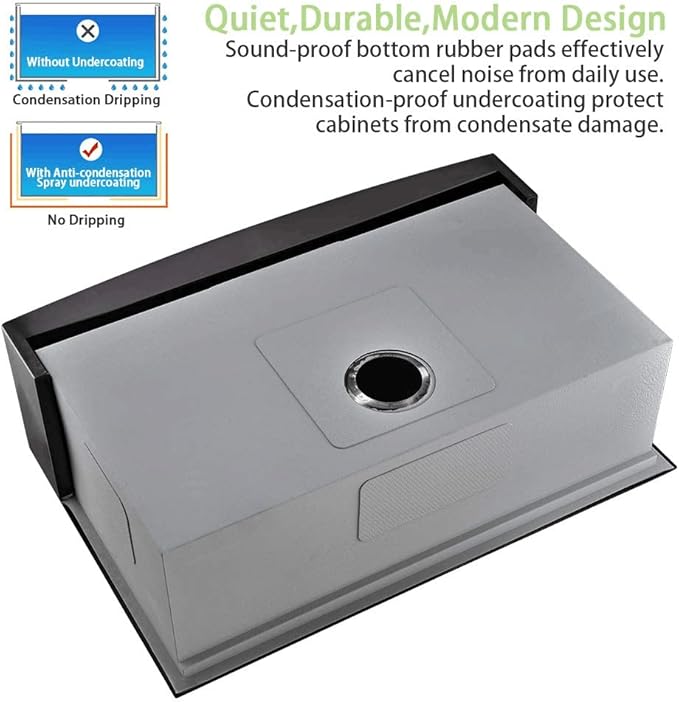 33 Inch Black Stainless Steel Farmhouse Sink Workstation-Bokaiya 33x22 Inch Apron Front Farmhouse Kitchen Sink 16 Gauge 10" Deep Single Bowl Farm Sink with Cutting Board