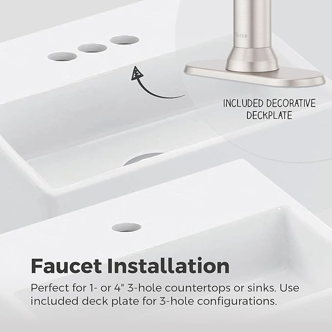 Pfister Capistrano Single Handle Bathroom Sink Faucet 1 Hole Brushed Nickel Finish with Push & Seal Drain NSF Certified WaterSense Compliant Vanity Faucet LF042CSOGS