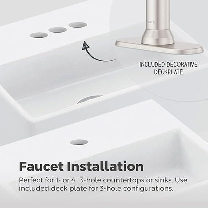 Pfister Capistrano Single Handle Bathroom Sink Faucet 1 Hole Brushed Nickel Finish with Push & Seal Drain NSF Certified WaterSense Compliant Vanity Faucet LF042CSOGS