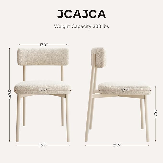 Dining Chair Set of 4 Upholstered Chairs for Kitchen Dining Room Mid Century Modern Table Chairs for Waiting Living Room, White