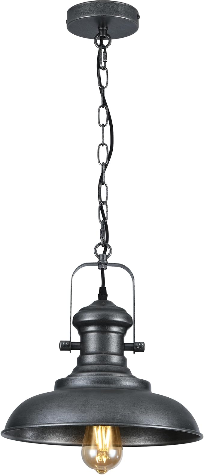 12.2" Hand-Painted Bronze Industrial Farmhouse Pendant Light, Modern Rustic Dome Hanging Ceiling Lighting Fixture for Bar, Cafe & Dining Room