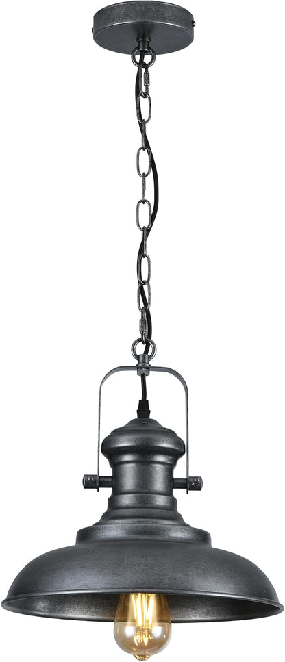 12.2" Hand-Painted Bronze Industrial Farmhouse Pendant Light, Modern Rustic Dome Hanging Ceiling Lighting Fixture for Bar, Cafe & Dining Room