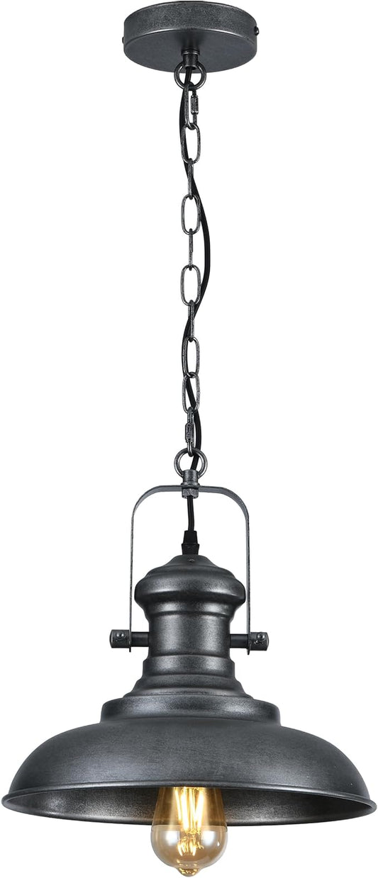 12.2" Hand-Painted Bronze Industrial Farmhouse Pendant Light, Modern Rustic Dome Hanging Ceiling Lighting Fixture for Bar, Cafe & Dining Room