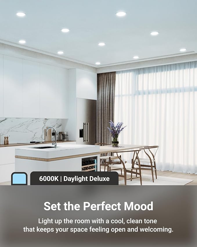 Sunco 24 Pack 4 Inch Ultra Thin LED Recessed Ceiling Lights Slim, 6000K Daylight Deluxe, Dimmable 10W, Canless Wafer Thin with Junction Box.