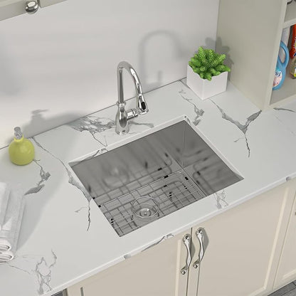 Sarlai 24 Undermount Laundry Sink - 24x18x12 Inch Undermount Sink Laundry Utility Sinks Deep Single Bowl16 Gauge Stainless Steel Kitchen Sinks Basin