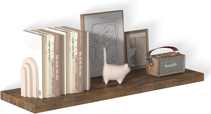 40 Inch Rustic Floating Shelf 1 Pack Large Floating Shelves for Wall No Drilling Accessories Included Deep Wall Shelves for Living Room Kitchen Farmhouse 40" W x 12" D x 1.2" Rustic Brown