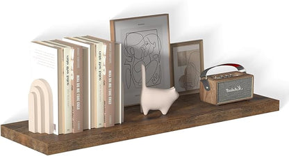 40 Inch Rustic Floating Shelf 1 Pack Large Floating Shelves for Wall No Drilling Accessories Included Deep Wall Shelves for Living Room Kitchen Farmhouse 40" W x 12" D x 1.2" Rustic Brown