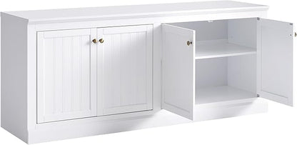 AMERLIFE 72" Farmhouse Sideboard Buffet Cabinet with Barn Doors, Storage Console Table with Adjustable Shelves, Coffee Bar/TV Stand for Living Room, Kitchen, Entryway, White