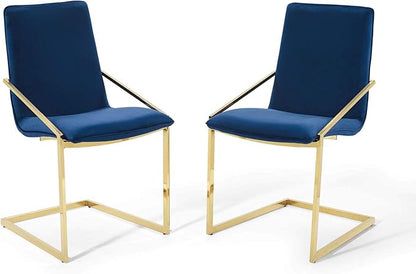Modway Pitch Performance Velvet Armchair, 2 pcs - Dining Chairs, Gold Navy
