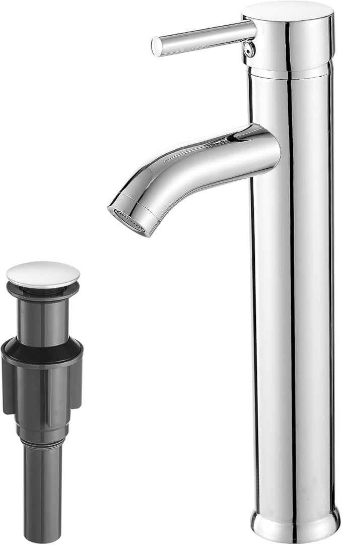 VOTON Vessel Sink Faucet Chrome Modern Tall Bathroom Faucets Single Handle One Hole Rv Vanity Lavatory Bathroom Sink Faucet