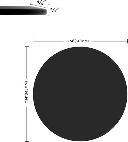 Tempered Glass Table Top Round Black Table Surface 3/8'' Thick Beveled Edge Multipurpose for Dining, Coffee, Restaurant and End Table (3/8" Thick - Beveled Edge, 24 inch-Black)