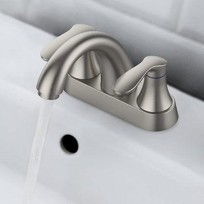 Bathroom Faucet, 4 Inch Bathroom Faucets for Sink 3 Hole, Centerset Bathroom Sink Faucet with Pop Up Drain and cUPC Lead-Free Hose(Brushed Nickel)